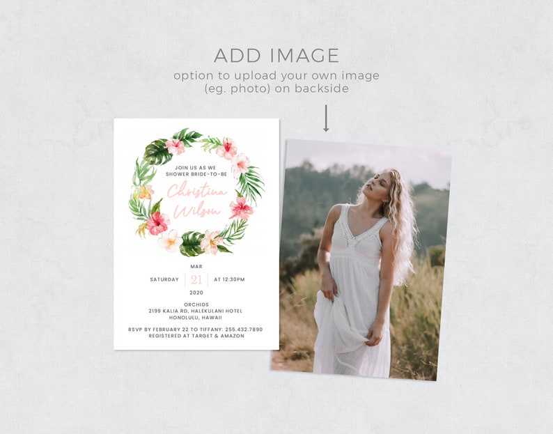 Tropical Bridal Shower Invitation Template Address Label Etsy Australia