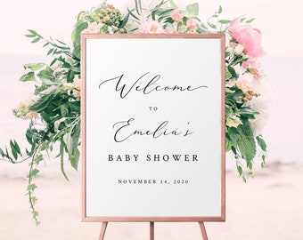 Minimalistische Babyparty Willkommensschild Vorlage, Modernes Babypartyschild, Einfache Geschlechtsneutrale Babyparty, Bearbeitbar | SOFORTIGER DOWNLOAD