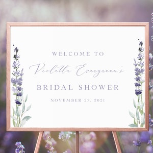Lavender Bridal Shower Welcome Sign Template, Lavender Welcome Sign, Purple Welcome Sign, Lilac, Cottagecore, Editable | INSTANT DOWNLOAD