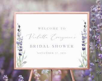 Lavender Bridal Shower Welcome Sign Template, Lavender Welcome Sign, Purple Welcome Sign, Lilac, Cottagecore, Editable | INSTANT DOWNLOAD