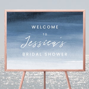Beach Bridal Shower Welcome Sign Template, Blue Bridal Shower Welcome Sign, Beach Bachelorette Welcome Sign | INSTANT DOWNLOAD