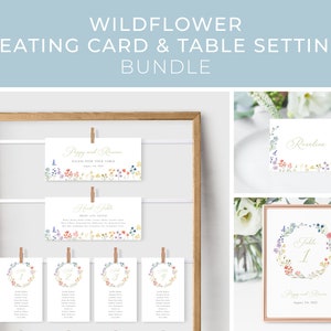 Wildflower Wedding Seating Chart Template, Wildflower Bundle, Wildflower Place Cards, Wildflower Table Numbers, Editable | INSTANT DOWNLOAD