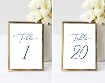 Modèle de table numéroté pour mariage de plage, plaque numérotée pour mariage de plage, numéro de table Hamptons pour mariage bleu | TÉLÉCHARGEMENT IMMÉDIAT
