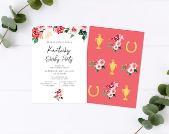 Kentucky Derby Invitation, Editable Template, Run for the Roses, Derby Bridal Shower, Kentucky Derby Party Invite | INSTANT DOWNLOAD