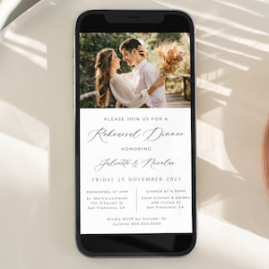 Electronic Minimalist Rehearsal Dinner Invitation Template, Modern Wedding Rehearsal Dinner, The Night Before, Evite  | INSTANT DOWNLOAD