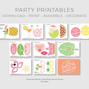Tropical Bridal Shower Photo Booth Props, Tropical Bachelorette Party ...