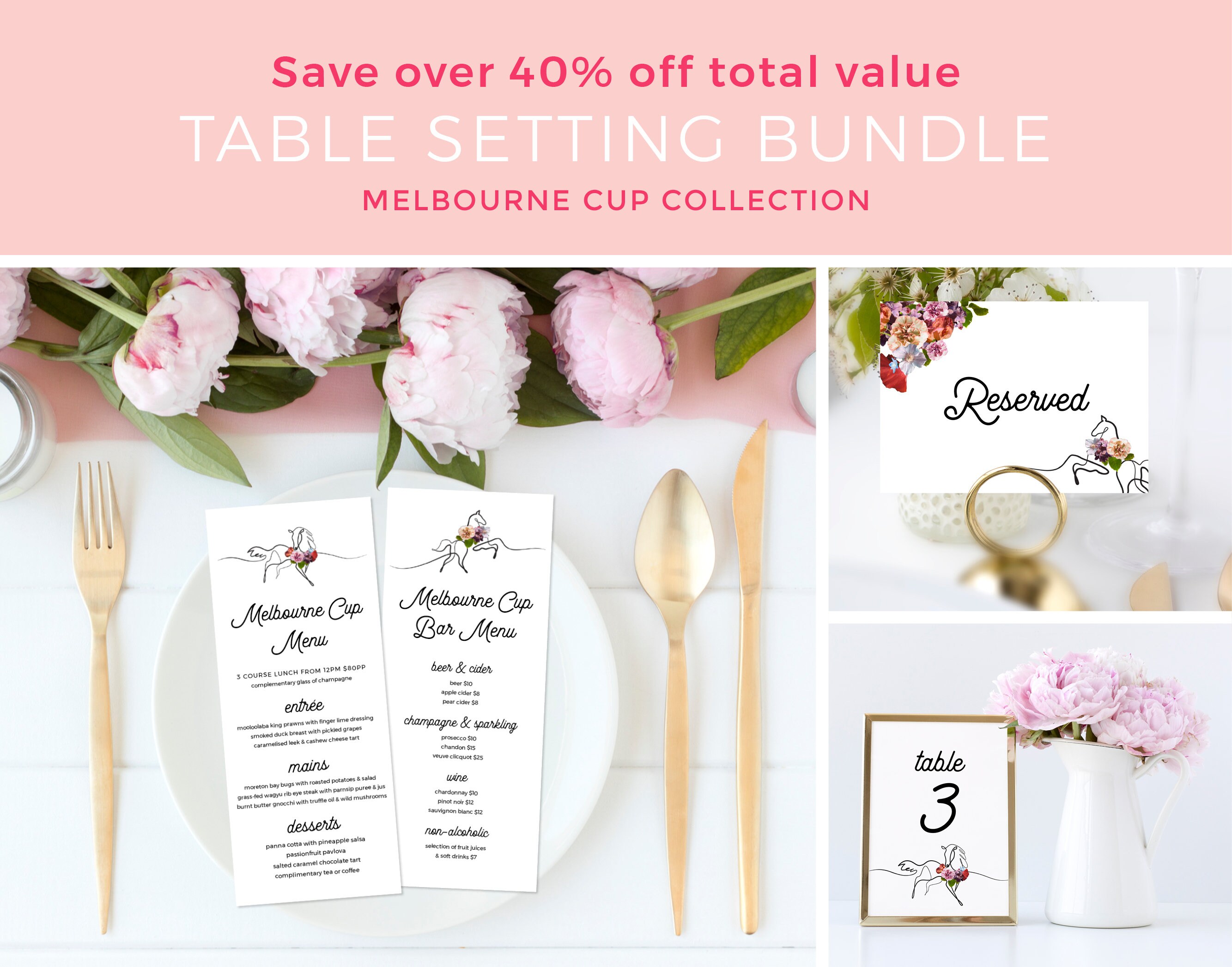 Melbourne Cup Menu Template Melbourne Cup Luncheon Menu Etsy Australia