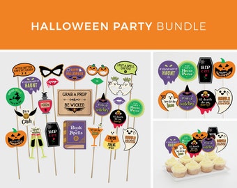 Halloween Party Decorations, Bundle, Halloween Photo Booth Props, Funny Halloween Birthday, Grown Up Halloween, Printable | DIGITAL DOWNLOAD