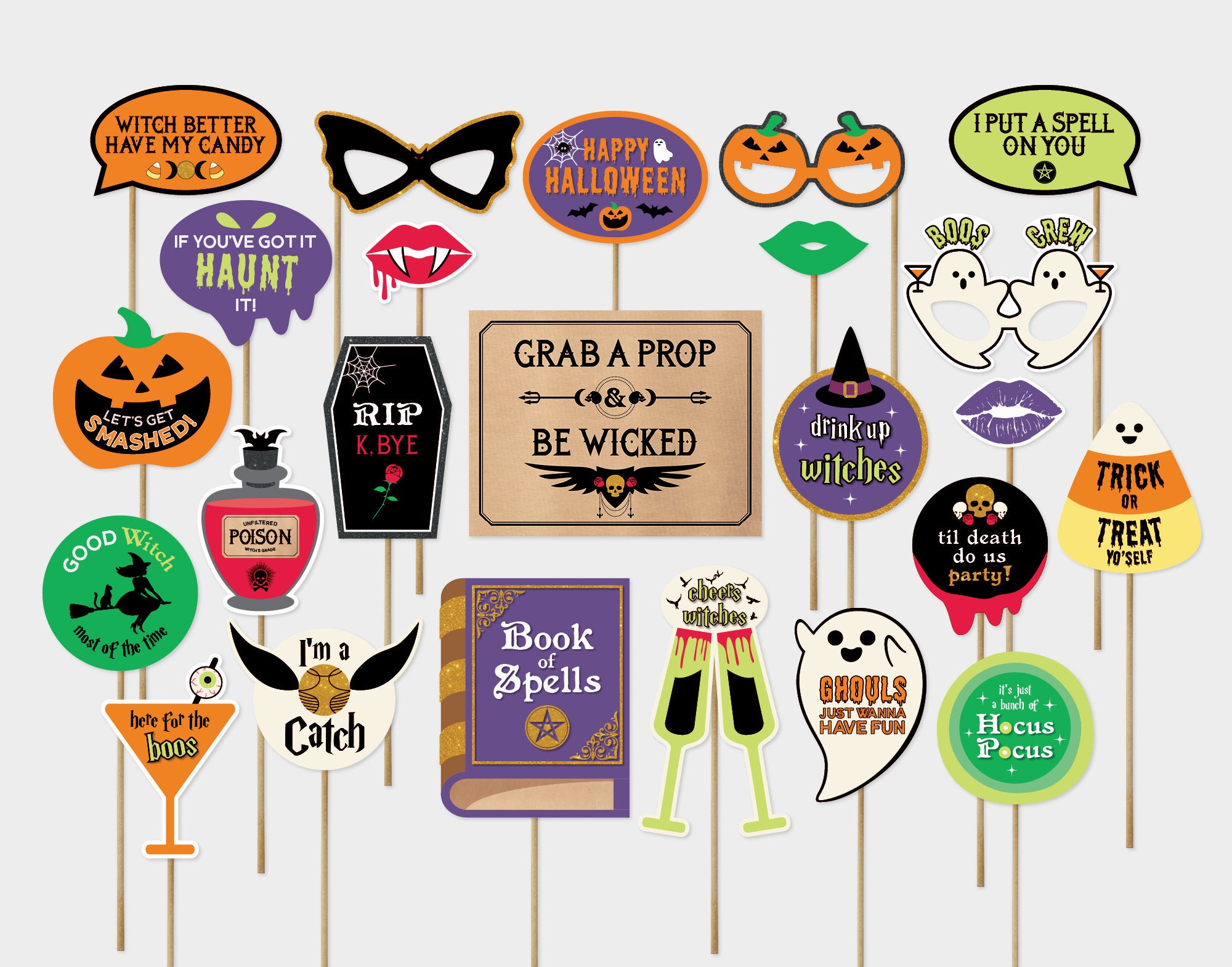 Halloween Party Props Halloween Photo Booth Props Halloween Etsy