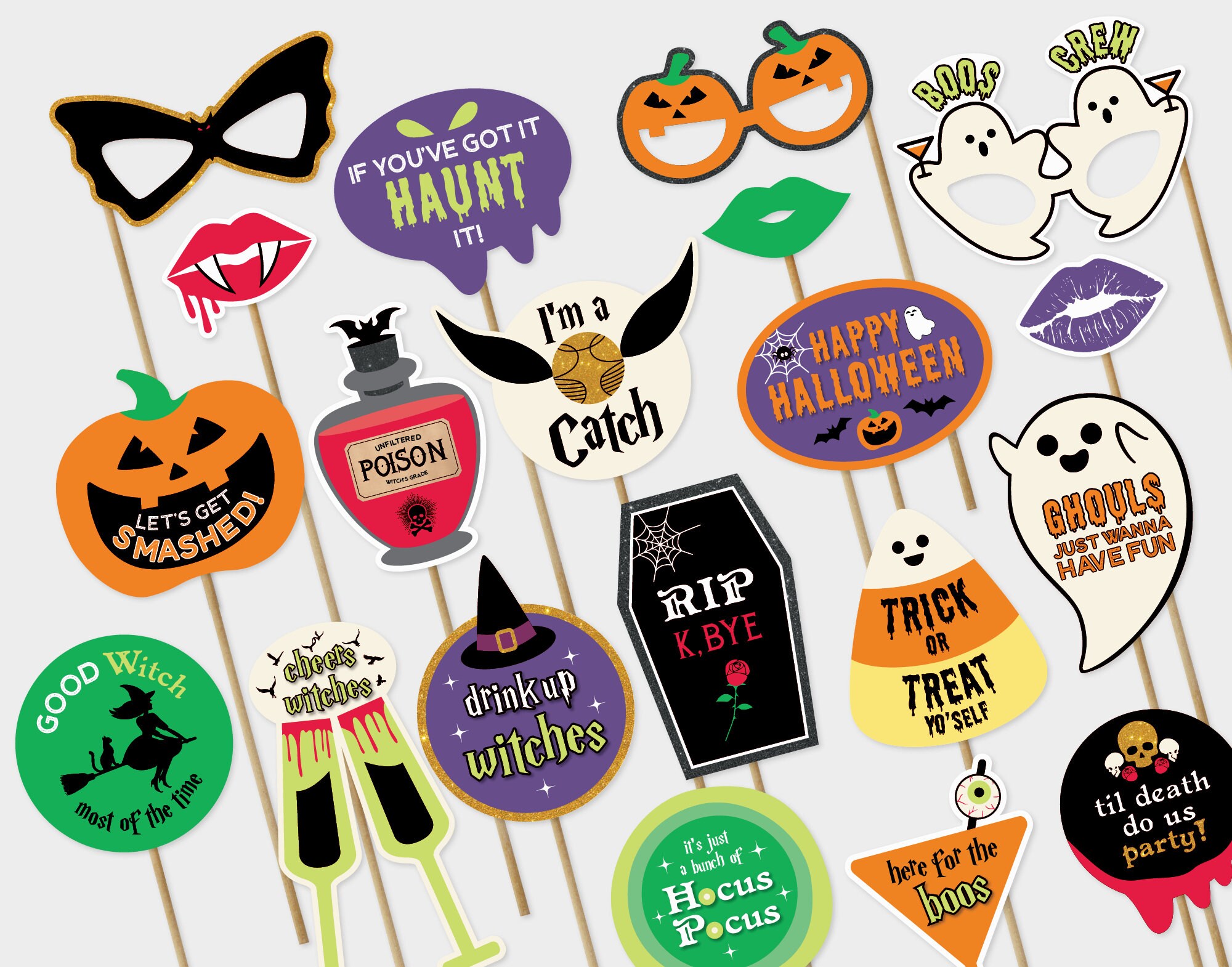 Halloween Party Props Halloween Photo Booth Props Halloween Etsy