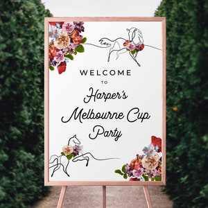 Melbourne Cup Party Welcome Sign Template, Melbourne Cup Poster, Derby Sign, Spring Racing Carnival, Luncheon, Birthday | INSTANT DOWNLOAD