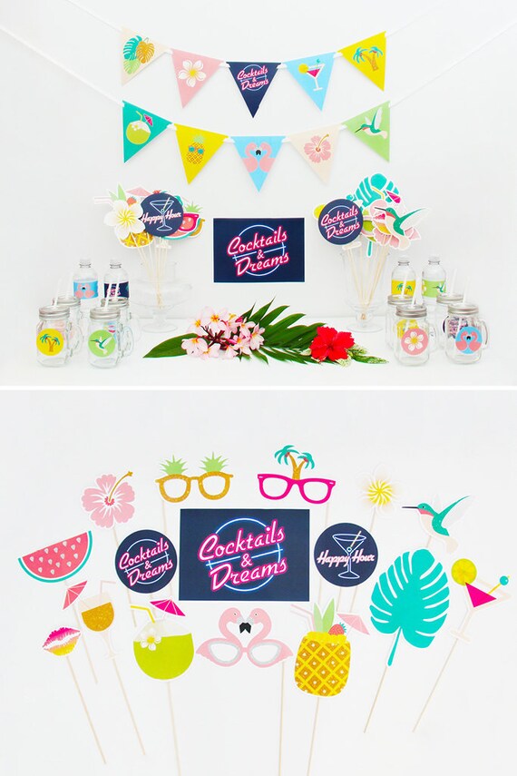 Tropical Party Decorations Cocktails And Dreams Hawaiian Etsy