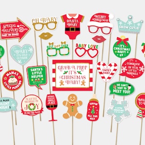 Christmas Baby Shower Props, Christmas Baby Shower Photo Booth Props, Christmas Baby Shower decorations, DIY, Printable | INSTANT DOWNLOAD