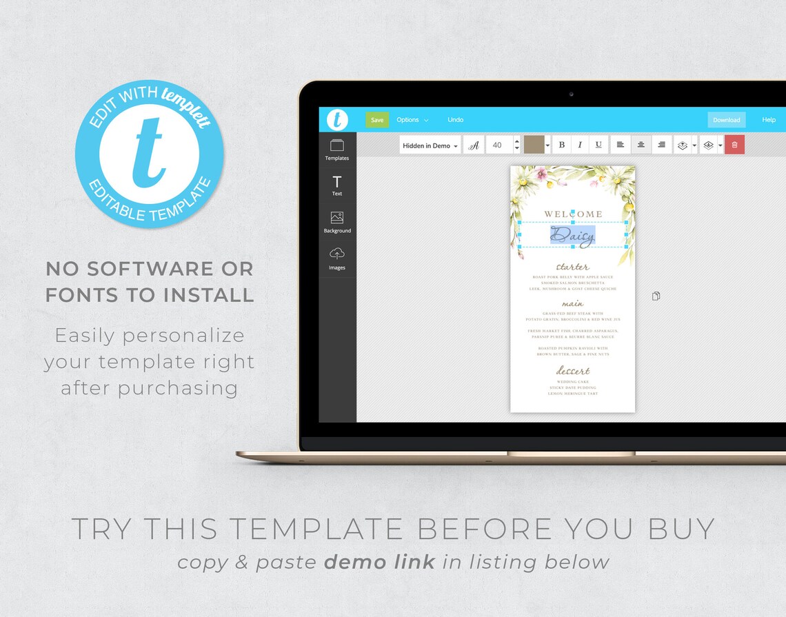 Cottagecore Place Cards Menu Template Guest Name Menu Tent Etsy Australia