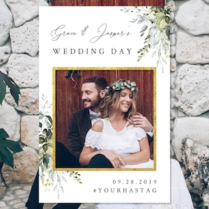 Rustic Wedding Photo Booth Frame Template, Greenery Wedding Frame, Rustic Wedding Photo Booth Props, Wedding Selfie Frame | INSTANT DOWNLOAD
