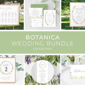 Garden Wedding Bundle Template, BONUS Templates, Botanical Wedding Invitation, Outdoor Wedding, Herbs, Spring Wedding | INSTANT DOWNLOAD