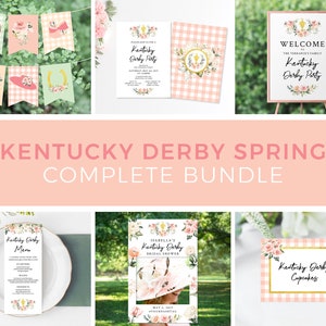 Kentucky Derby Decorations, Bundle, Kentucky Derby Invitation, Welcome Sign, Place Card, Spring, DIY, Template | INSTANT DOWNLOAD