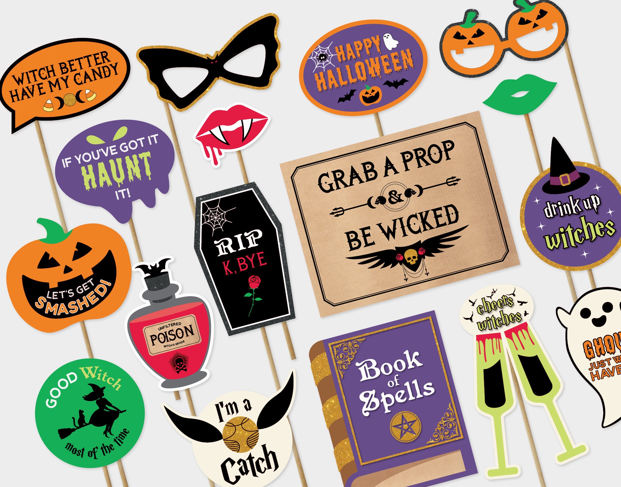 Halloween Party Props Halloween Photo Booth Props Halloween Etsy