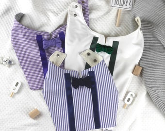 Festive collar bib with baby bow tie, various designs