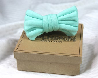 Children's bow tie fabric, in jade color made from recycled yarn