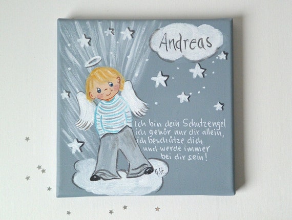 Schutzengelbild Geburt Kinderzimmerbild Engel Schutzengel Etsy
