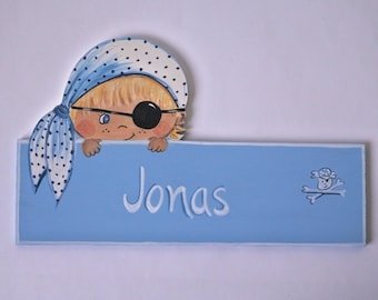 Türschild Kinderzimmer/Türschild Junge/ Pirat /Kinderzimmer 25x15 Namensschild Holzschild Kind