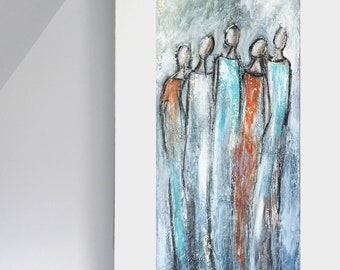 Acrylbild Frauen abstrakt/Strukturbild mit Blattgold/figurative Kunst/moderne Malerei/abstrakte Kunst auf Leinwand