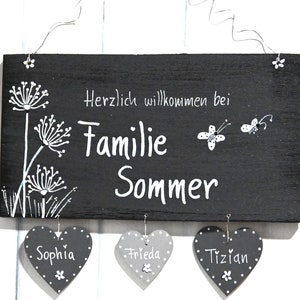 Türschild Familie personalisiert Familienschild Pusteblume Haustür Türschilder mit Herzanhänger Familienschild modern Hochzeitsgeschenk image 2