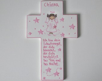 Schutzengelkreuz/Geschenk zur Geburt/ Taufgeschenk Mädchen/ Taufgeschenk Kinderkreuz Taufe  Holzkreuz Taufgeschenk Patengeschenk