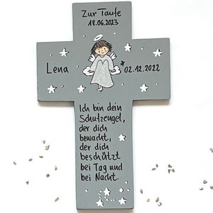 Taufkreuz Taufgeschenk Mädchen Geburt Kinderkreuz Schutzengel Schutzengelkreuz Holzkreuz Taufgeschenk bemaltes Kinderkreuz Taufe immagine 5