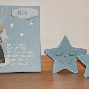 Schutzengelbild für Kinder/Taufgeschenk Jungen zur Geburt/Malerei Engel/ Engeljunge zur Taufe/Taufegeschenk/Engelbild/Geburt zdjęcie 2