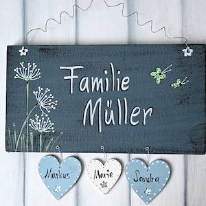 Türschild Familie personalisiert Familienschild Pusteblume Haustür Türschilder mit Herzanhänger Familienschild modern Hochzeitsgeschenk image 5