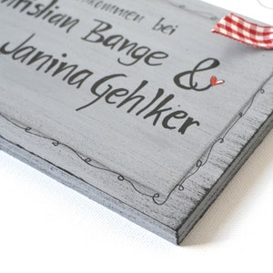 Hochzeitsgeschenk personalisiert Türschild verliebtes Katzenpärchen Namensschild shabby schilder shabby chic Katzen Bild 3