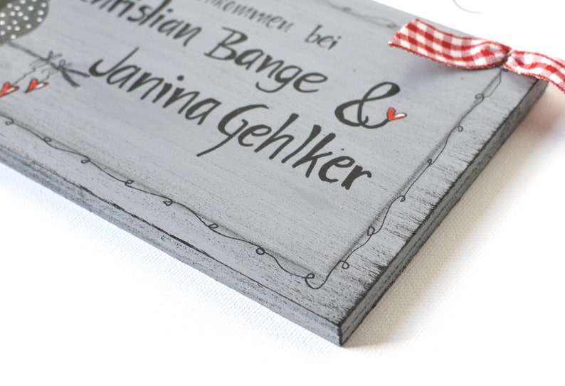 Hochzeitsgeschenk personalisiert Türschild verliebtes Katzenpärchen Namensschild shabby schilder shabby chic Katzen Bild 3