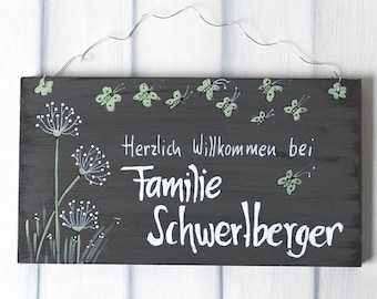 Türschild XL Pusteblumen Schmetterlinge