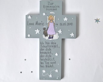 Kinderkreuz Taufgeschenk Mädchen Geburt Schutzengel Taufkreuz Schutzengelkreuz  Holzkreuz Taufgeschenk Patengeschenk bemalter Kinderkreuz