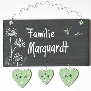 Türschild Familie personalisiert Familienschild Pusteblume Haustür Türschilder mit Herzanhänger Familienschild modern Hochzeitsgeschenk image 6