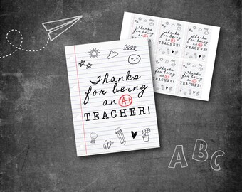 Etiqueta de regalo de agradecimiento al maestro imprimible / Mejor maestro imprimible / DIY School Teacher Gift Tag Cards Descarga digital / Gracias maestro