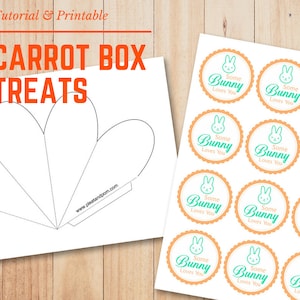 Carrot Favor Box Afdrukbare | Easter Favor Box Afdrukbare | Wortel Papier Favor Template en Tags Afdrukbaar