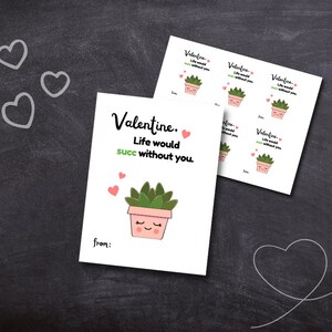 Succulent Plant Pun Valentine’s Day Cards Printable | Funny Valentines | Plant Valentines | DIY Valentine Cards