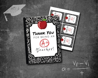 Teacher Appreciation Gift Tag Printable | Teacher Favor Printable | DIY School Teacher Gift Tag Cards Digital Download | Thank You Teacher
