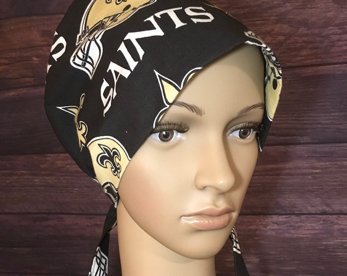 New Orleans Saints~ Surgical Scrub Cap~ Scrub Hats~ Scrub Caps for Women~ NFL~ Pixie Tie-Back