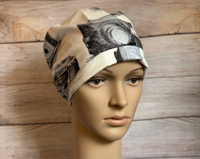Photographic Memory~ Surgical Scrub Cap~ Scrub Hats~ Scrub Caps for Women~ Pixie Tie-Back