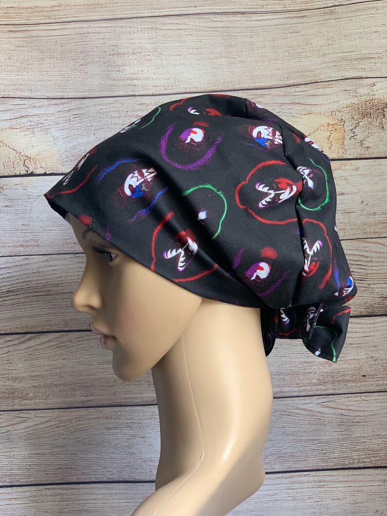 KISS~ Surgical Scrub Cap~ Scrub Hats~ Scrub Caps for Women~ Pixie Tie-Back