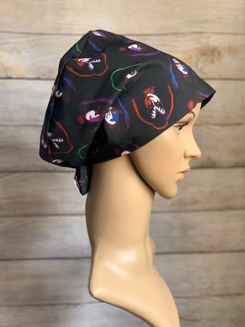 KISS~ Surgical Scrub Cap~ Scrub Hats~ Scrub Caps for Women~ Pixie Tie-Back