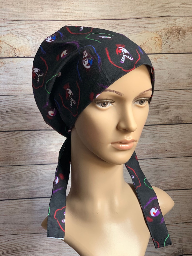 KISS~ Surgical Scrub Cap~ Scrub Hats~ Scrub Caps for Women~ Pixie Tie-Back