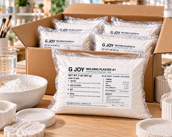Gips modelarski nr 1, worki po 2 funty — opakowanie do studia i sali lekcyjnej (5, 10, 15 lub 20 sztuk) | Biały gips modelarski do szkół i warsztatów