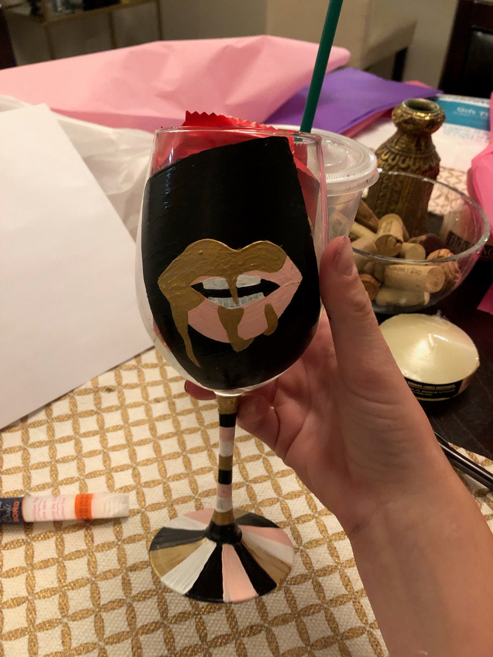 Painted Lips Wine Glass Etsy