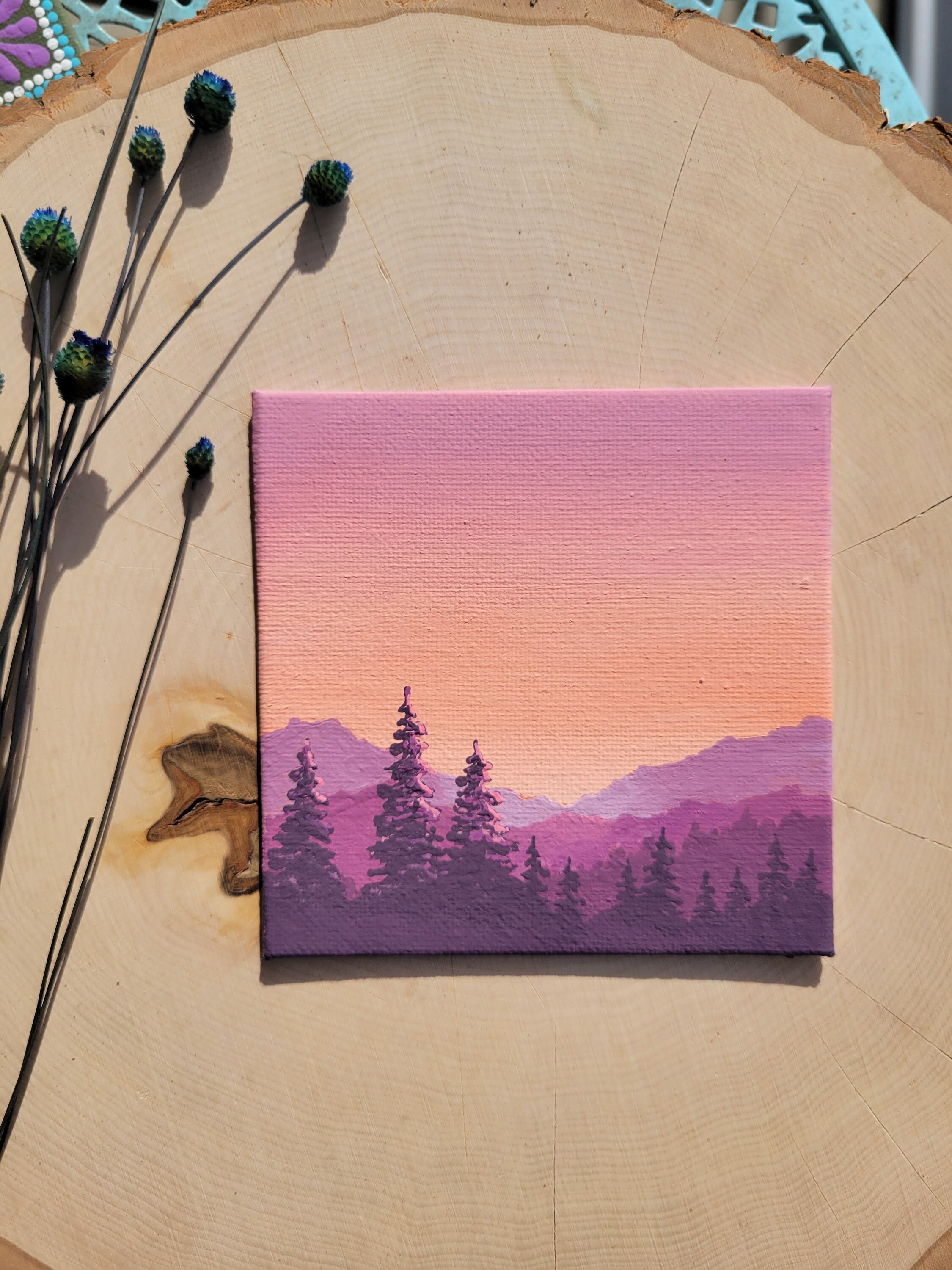 Mini canvas landscape painting acrylic small wall decor - Inspire