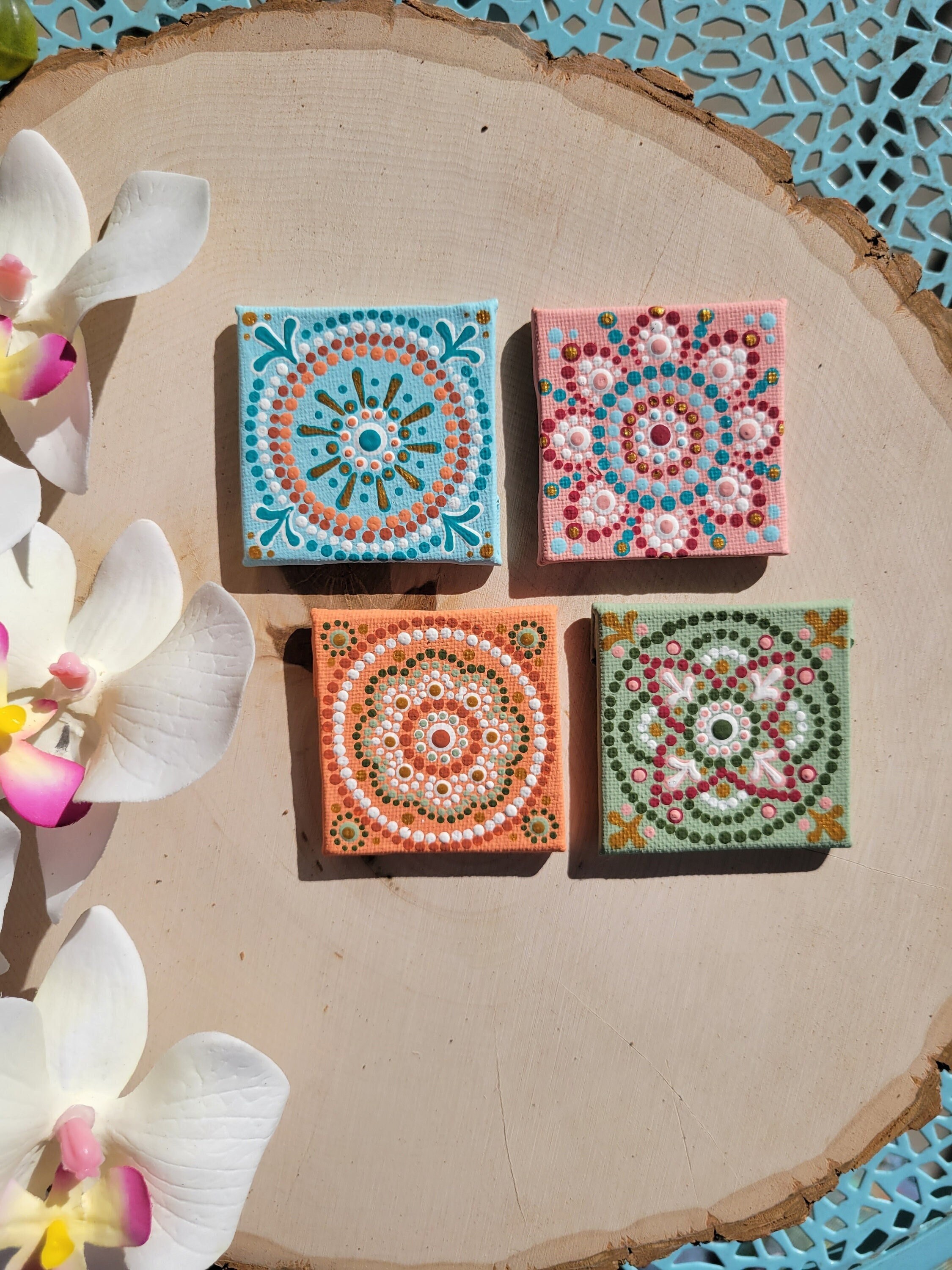 Mini Mandala Set Original Acrylic Painting Wall Art and Fridge